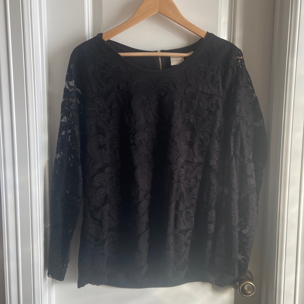 Black lace Chico top size 2
